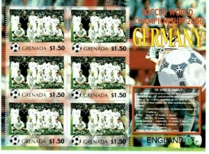 Grenada 2006 - World Cup Soccer - Team England - Sheet Of 6 Stamps - MNH