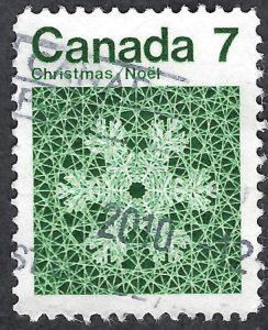 Canada #555 7¢ Christmas - Snowflake (1971). Used.