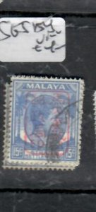 MALAYA STRAITS SETTLEMENTS JAP OCC KGVI 15C RED CHOP  SG JD154  VFU   P0417A H