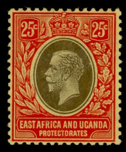 EAST AFRICA and UGANDA GV SG50d, 25c black and red/yellow, LH MINT. Cat £14.