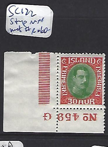 ICELAND (P1607B)  SC 122  LL CORNER NUMBER, STAMP IS MNH