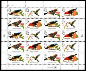 Tropical Birds Sheet of Twenty 32 Cent Postage Stamps Scott 3222-25