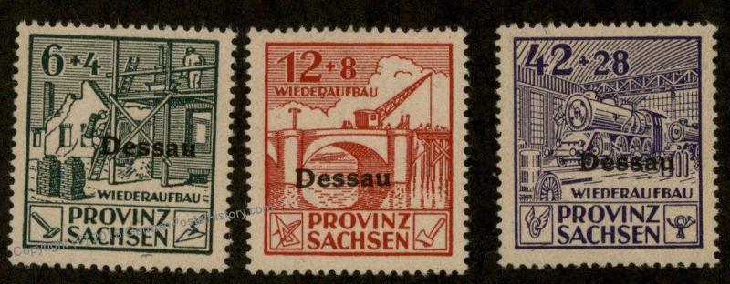 Germany SBZ Soviet Zone Wiederaufbau Dessau MNH I-III Sachsen Set 87021