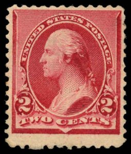 US Sc 220 MINT NO GUM - 1890 2¢ - Washington; Soft Porous Paper