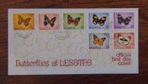 Lesotho 1973 Butterflies set on First Day Cover 