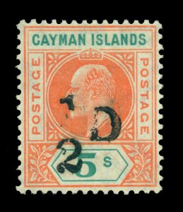 British CAYMAN ISLANDS 1907 KEVII handstamped SURCH. ½p on 5sh Scott# 18 mint MH