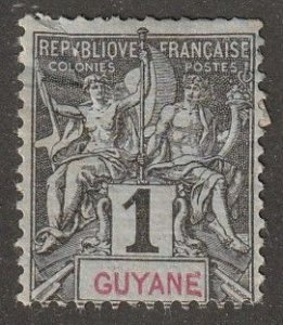 French Guinea, stamp,  Scott#32, mint hinged, 1, black/grey