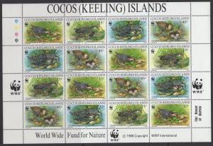 COCOS (KEELING) ISLANDS SG265/8 1992 ENDANGERED SPECIES SHEETLET MNH
