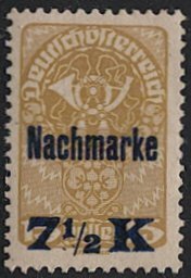 AUSTRIA 1921 Postage Due Sc J102  7 1/2k on 15h  Mint VLH  VF