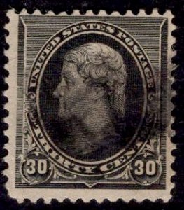 US Stamp #228 30c Black Jefferson USED SCV $30.00
