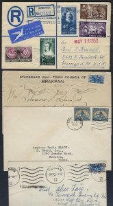 SOUTH AFRICA 1940s 50s SEVEN COMMERCIAL COVERS DIFFERENT TOWNS INCLUDING 1 REGIS