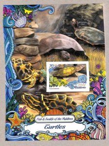 A1046 - MALDIVES, ERROR, IMPERF Souvenir sheet: 2016 Turtles, Fish, Marine Life