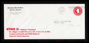 SCOTTISH RITE (MASONIC 33°) ADVERTISING SCOTT #U429 STATIONARY SALISBURY MD 1952