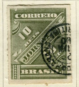 BRAZIL; 1889 early classic Jornaes issue fine used 10r. value