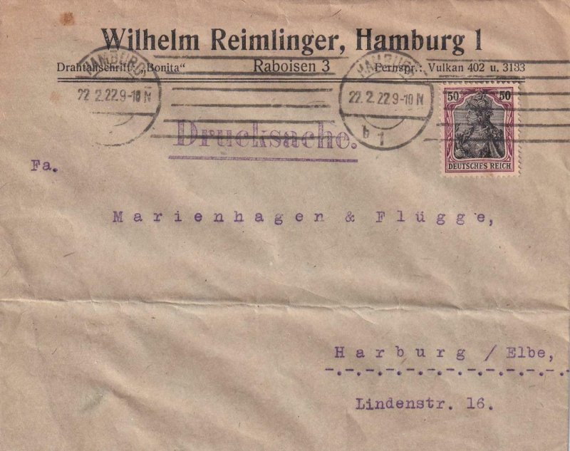 1922, Hamburg to Harburg, Germany (41499)