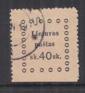 LITHUANIA, 1919 3rd. Kaunas, 40s. Black, used.