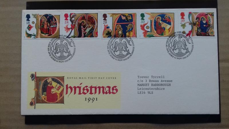 Great Britain 1991 Christmas Stamps  FDC