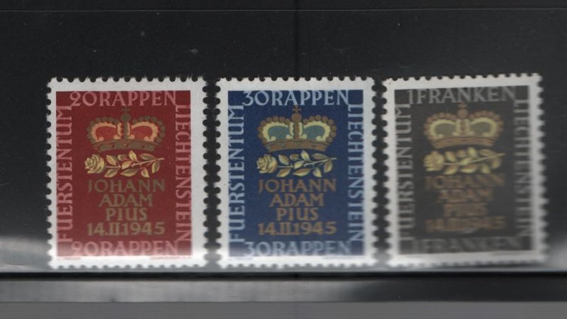 LIECHTENSTEIN 212-214 Hinge Remnant, 1945 Crown and Roses