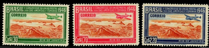 ES-544 BRAZIL 1946 CENTERS IN BROWN SSC 647-9 SG 696-7, 699 MNH $14