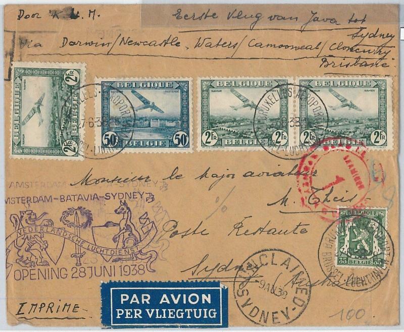 65250 - BELGIUM -  POSTAL HISTORY: FIRST FLIGHT COVER - Muller # 232  AUSTRALIA