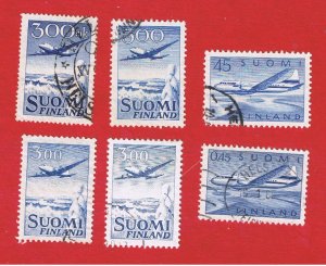 Finland  #3-4-7-8-9-9a  VF used  Air Post  Free S/H