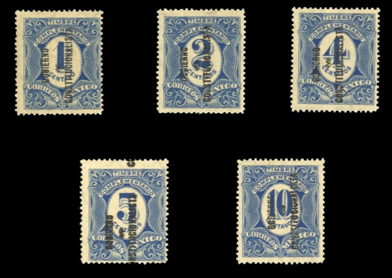 Mexico #434-438 Cat$66.25, 1914 1c-10c, set of five, hinged