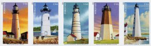 2013 46c New England Lighthouses, Strip of 5, Imperf. Scott 4791-95 Mint F/VF NH