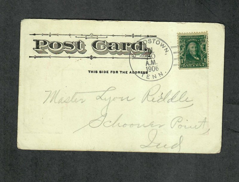 Tennessee Cancel Post Card Beardstown Doane Type 2/2 DPO 1906