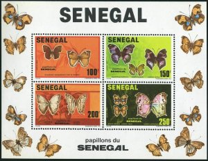 Senegal 555-558,559 ad sheet,MNH.Michel 759-762,763-766 Bl.41. Butterflies 1982.