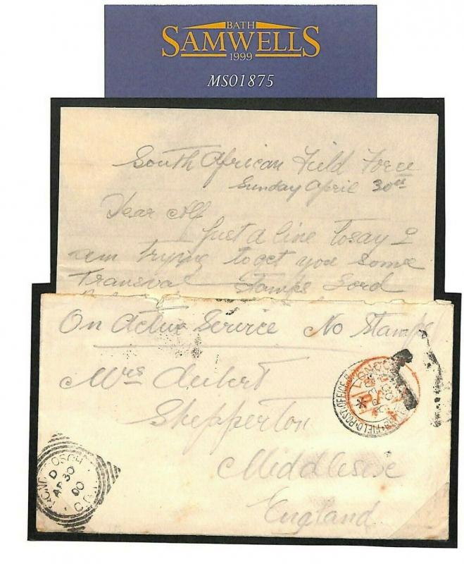 S.Africa COGH BOER WAR Military Letter FPO GOOD CONTENTS 1900 {samwells} MS1875