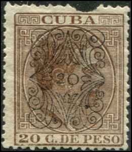 Cuba SC# 108 surcharged King Alfonso XII MNG SCV$ 40.00