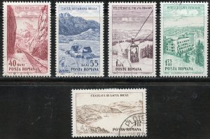 Romania Scott 1449-53 UF-VFHOG(CTO) - 1964 Tourist Publicity Set - SCV $1.25