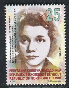 367 - NORTH MACEDONIA 2023 - Vera Jocik - Yugoslav Partisan - People's Hero -MNH