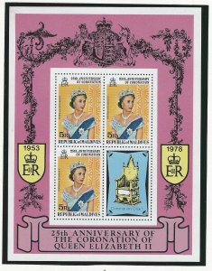 Maldive islands QEII 25th Coronation ann.  sheetlets of 3  mnh SC 743-748