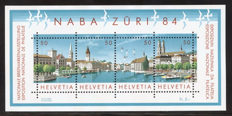 Switzerland 749 MNH,   Zurich Philatelic Expo Souvenir Sheet from 1984.