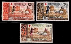 LAOS Scott B9-B11 MNH** 1967 Red Cross set