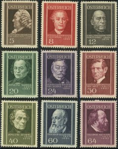 Austria #B156-B164 Physicians Semi-Postal Stamps Europe 1937 Mint LH