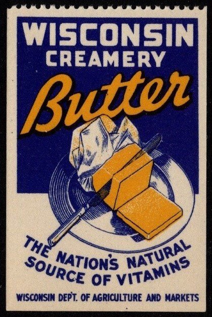 Vintage US Poster Stamp Wisconsin Creamery Butter MNH