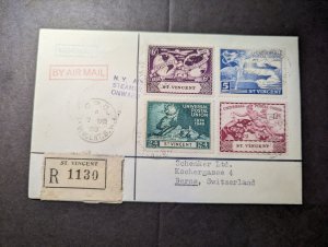 1950 Registered St Vincent BWI Airmail Cover GPO to Berne Switzerland