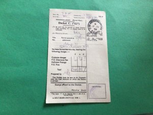 Ireland Parcel post 1959 Docket C customs dues Docket  A15389