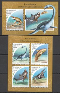 HM0142 2018 GUINEA DINOSAURS PREHISTORIC WATER ANIMALS #13406-9+BL298 MNH