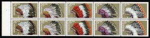 US #2501- 2505a UNFOLDED, Indian Headdresses,  VF/XF mint never hinged, RARE ...