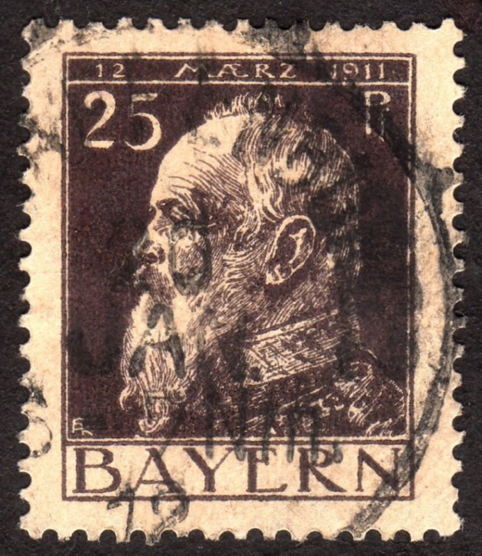 1911 Germany Bavaria 25pfg, Used, Sc 81, Type I