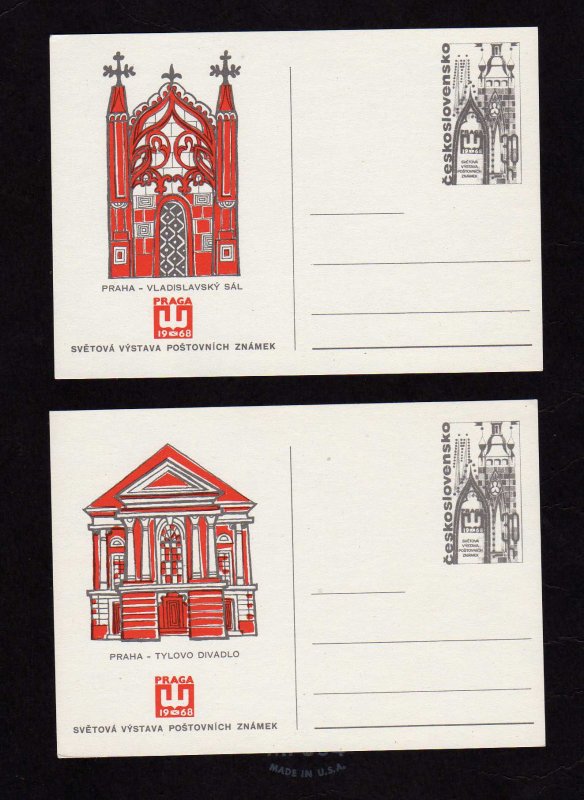 Lot 2 Czechoslovakia  Ceskoslovenska Postal Cards Praga Praha 1968