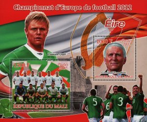 Damien Duff Stamp Soccer European Championship 2012 Ireland Sov. Sheet of 2 MNH