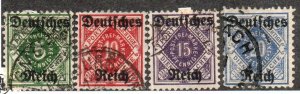 Wurttemberg O59-O62 Used. Short set.