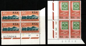 SOUTH AFRICA SG297/8 1969 CENTENARY OF FIRST STAMPS BLOCK OF 4 MNH