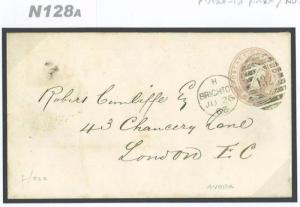 N128a 1866 GB NUMERALS *Brighton Duplex Error* 4VODX(London Style) 1d Pink Cover