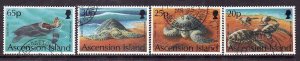 Ascension Is.-Sc#585-8- id8-used set-Marine Life-Green Turtles-1994-