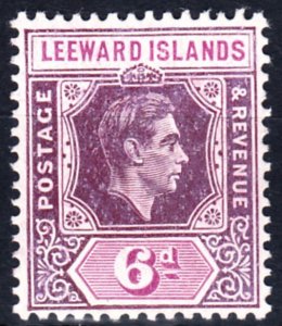 1938-51 LEEWARD ISLANDS KGVI 6d DEEP DULL PURPLE & BRIGHT PURPLE (SG#109) MH VF